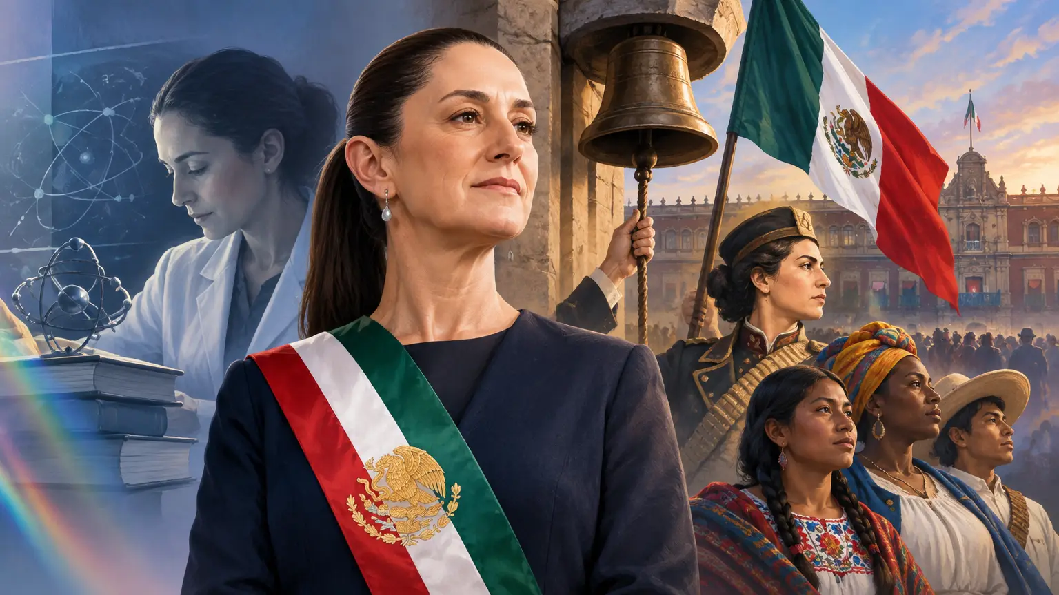 Editorial illustration for Mexican President Claudia Sheinbaum's Scientific Background and Her 2026 Independence Day Leadership