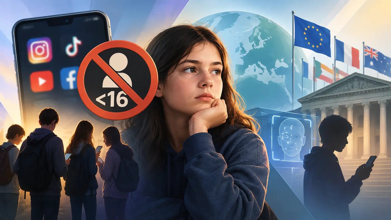 Editorial illustration for Should Governments Follow Australia by Banning Social Media Accounts for Children Under 16?